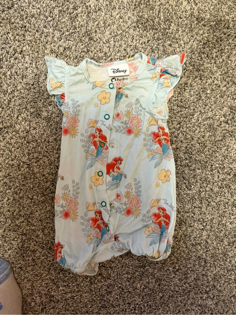 Disney Light Blue Ariel Floral Infant Romper